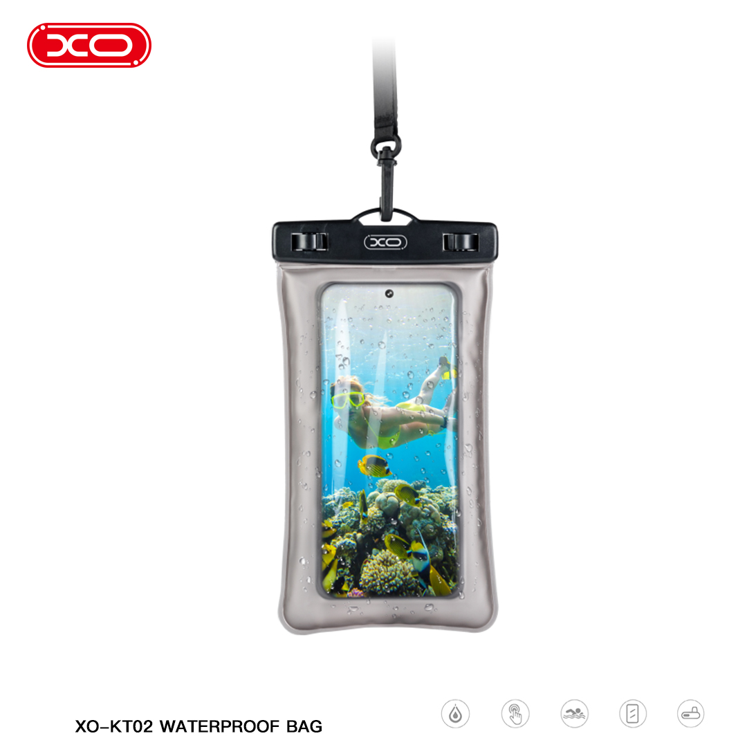 XO Cell Phone PVC Waterproof Pouch with Lanyard White KT02 - Image 2