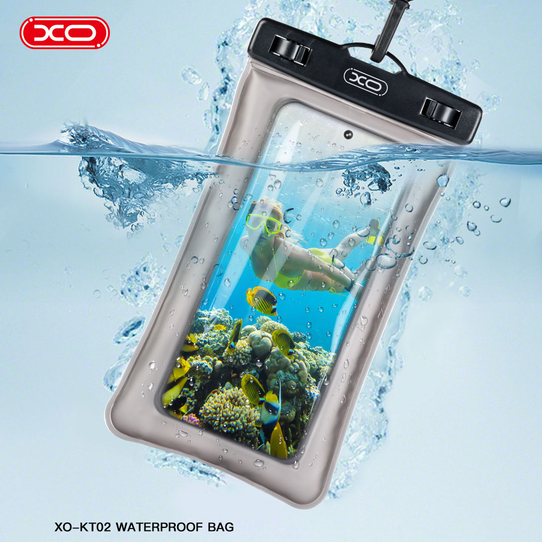 XO Cell Phone PVC Waterproof Pouch with Lanyard White KT02 - Image 4