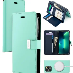 iPhone 17 Pro Max Mint Magsafe Rich Diary Wallet Case