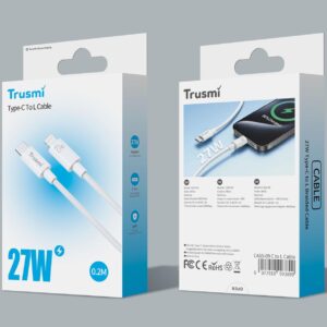 Trusmi 27W Type-C to Lightning Braided Charging Cable 0.2M White CA55-09