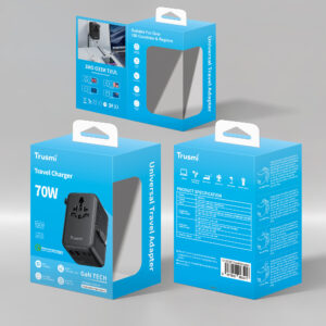 Trusmi Travel Charger / Travel Adapter with Cable 70W 3C2A Black CH18-03