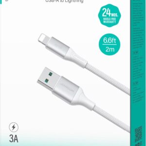 Joyroom USB-A to Lightning 2m-White (Braided) 30W Fast Charging Data Cable S-A28