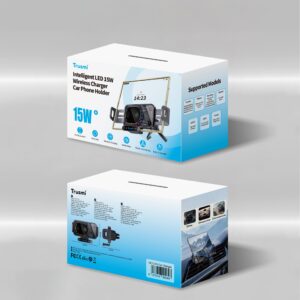 Trusmi 15W Wireless Charging Car Phone / Tablet / iPad Holder With Folding and Rotating Bracket Gray CC12-01