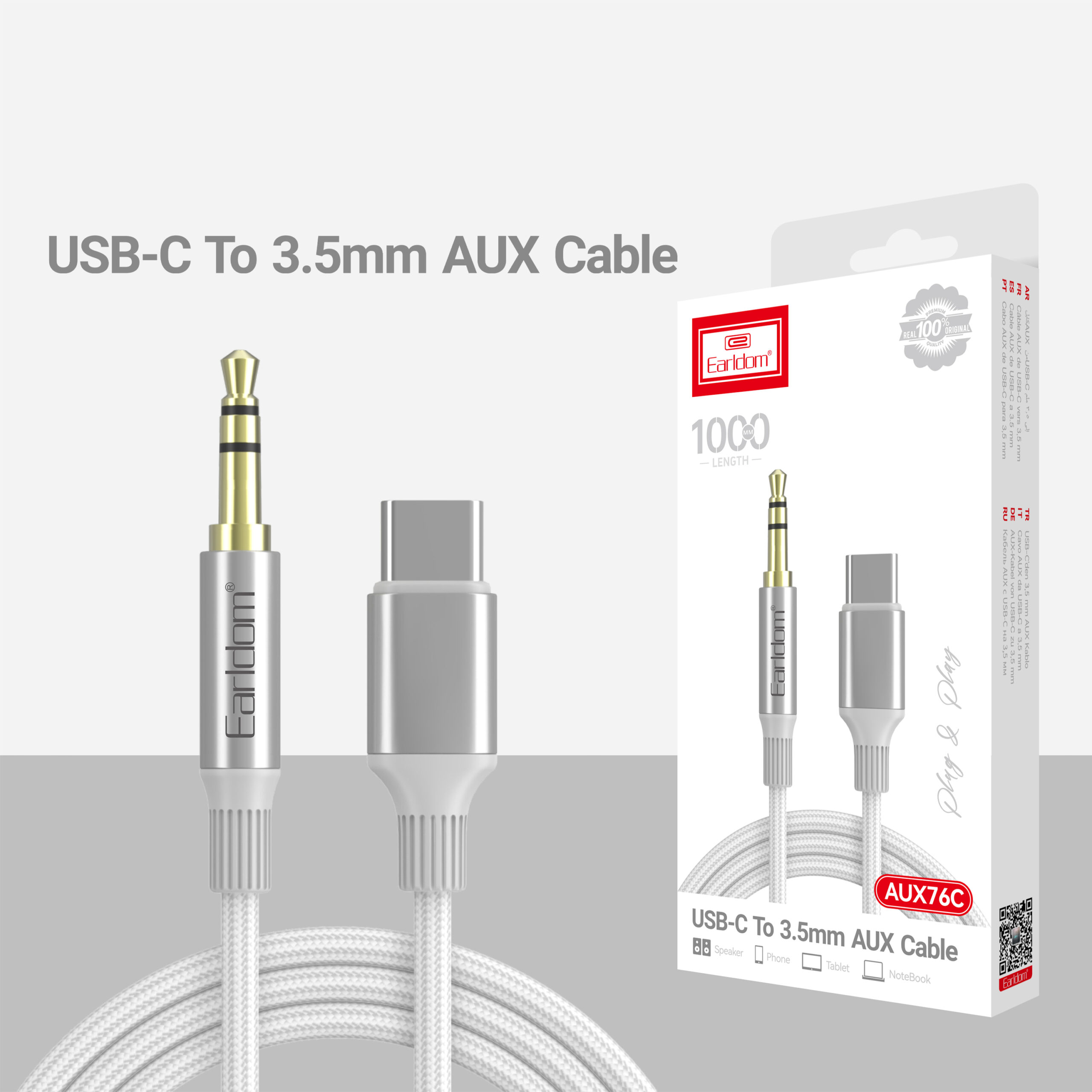 Earldom AUX to Type-C Silver ET-AUX76C
