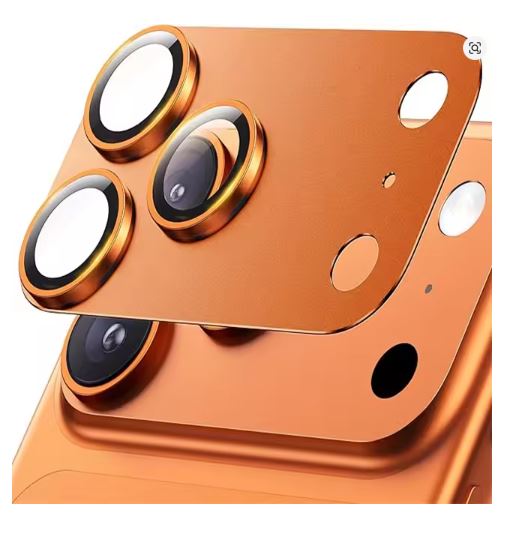 iPhone 17 Pro Max Camera Glass Protector Full Panel Orange - Pack of 5